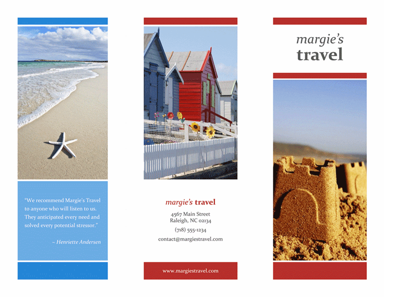 Free Tri-fold Brochure For Travel In Red And Blue Color Theme